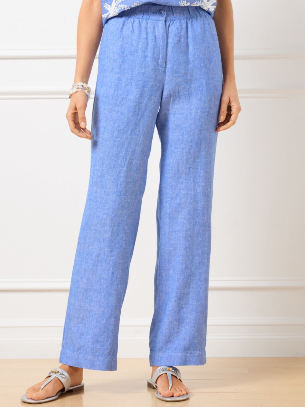 WIDE LEG WASHED LINEN PANTS - CROSS-DYED